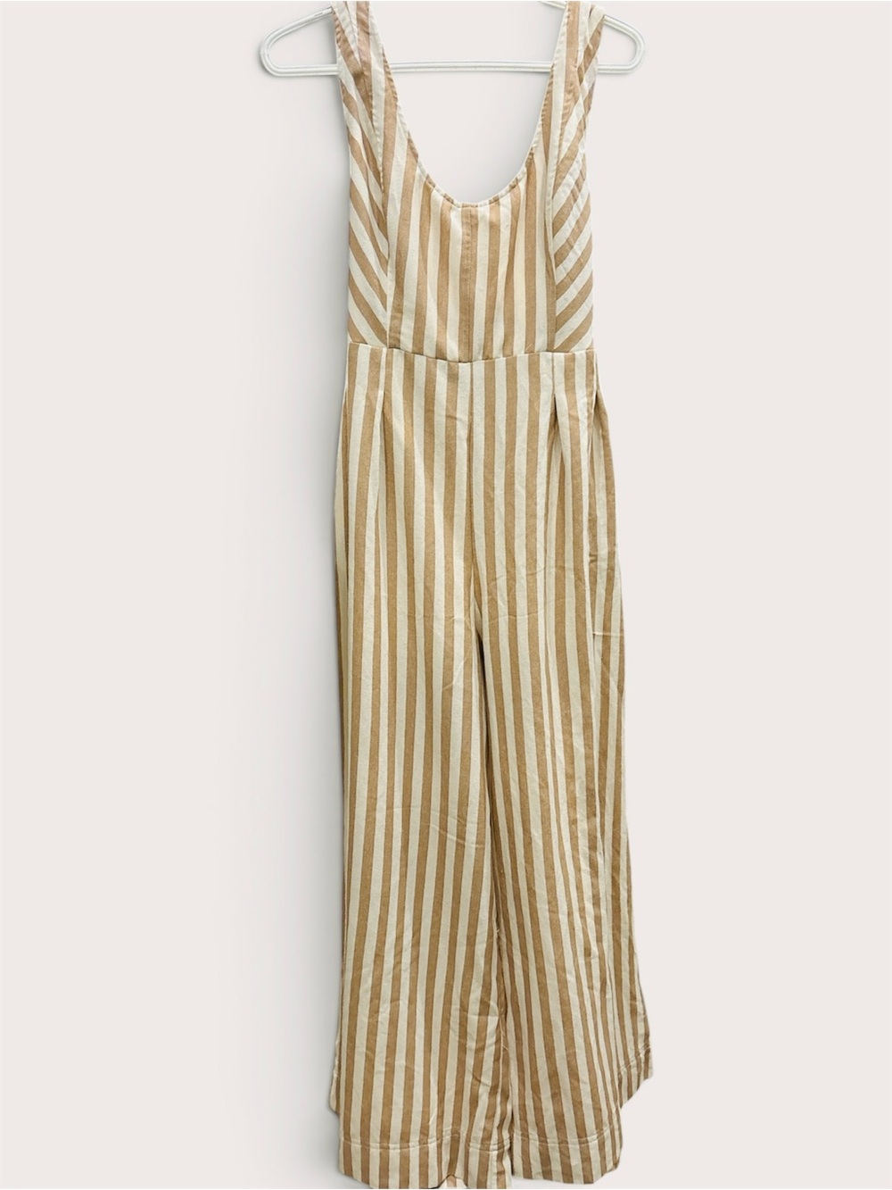 Hudson Gray Stripped Wide-Leg Jumpsuit in Beige and White Size Large